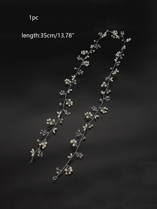 Pearl & Crystal Silver Wedding Bridal Hair Vine