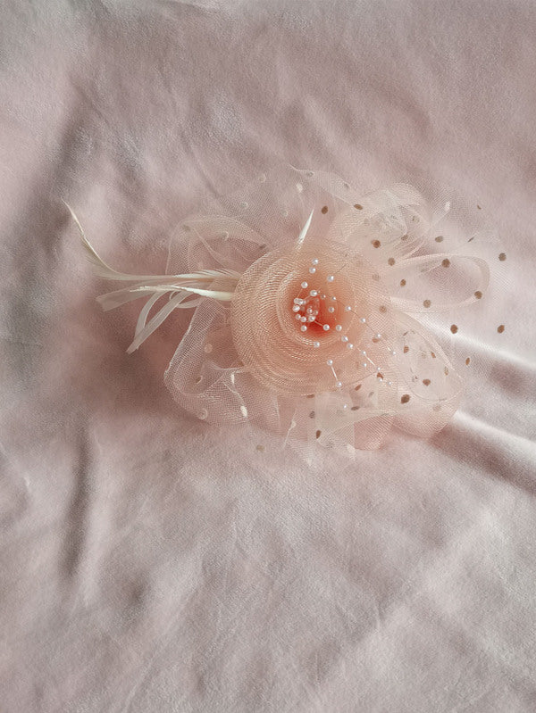 Baby Pink Pearl Flower Feather Wedding Bridal Ladies Day Fascinator