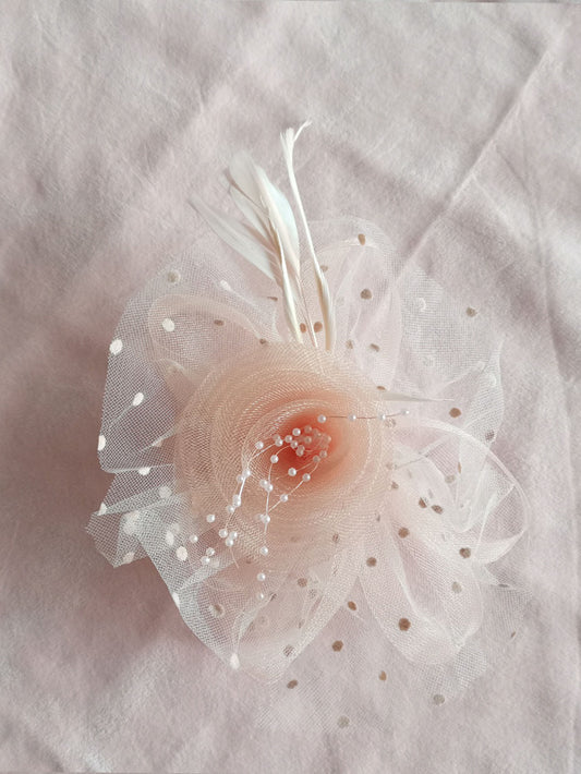 Baby Pink Pearl Flower Feather Wedding Bridal Ladies Day Fascinator