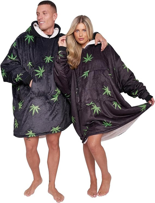 Weed Oodie Style Fleece Oversized Blanket Hoodie - Adults