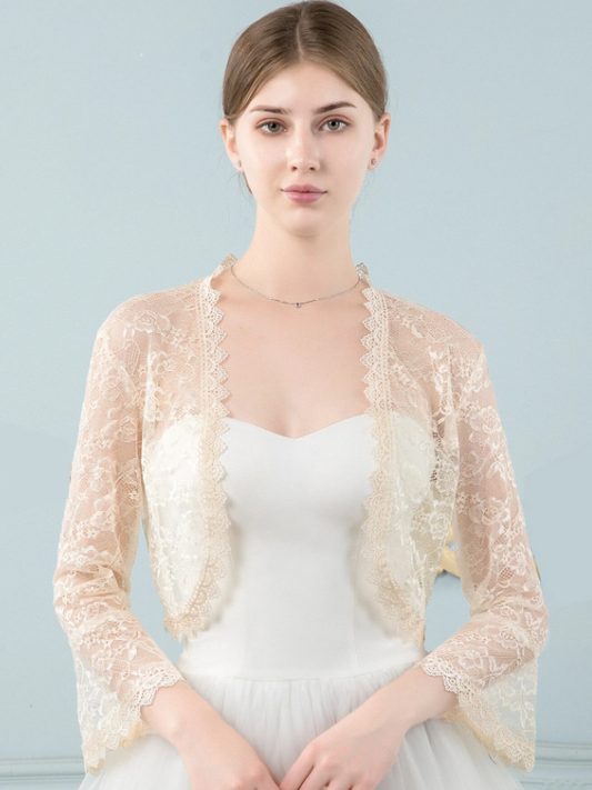 Champagne Lace Shrug Bolero For Wedding Dress, Party Dress Shawl Wrap, Wedding Party Dress Shrug