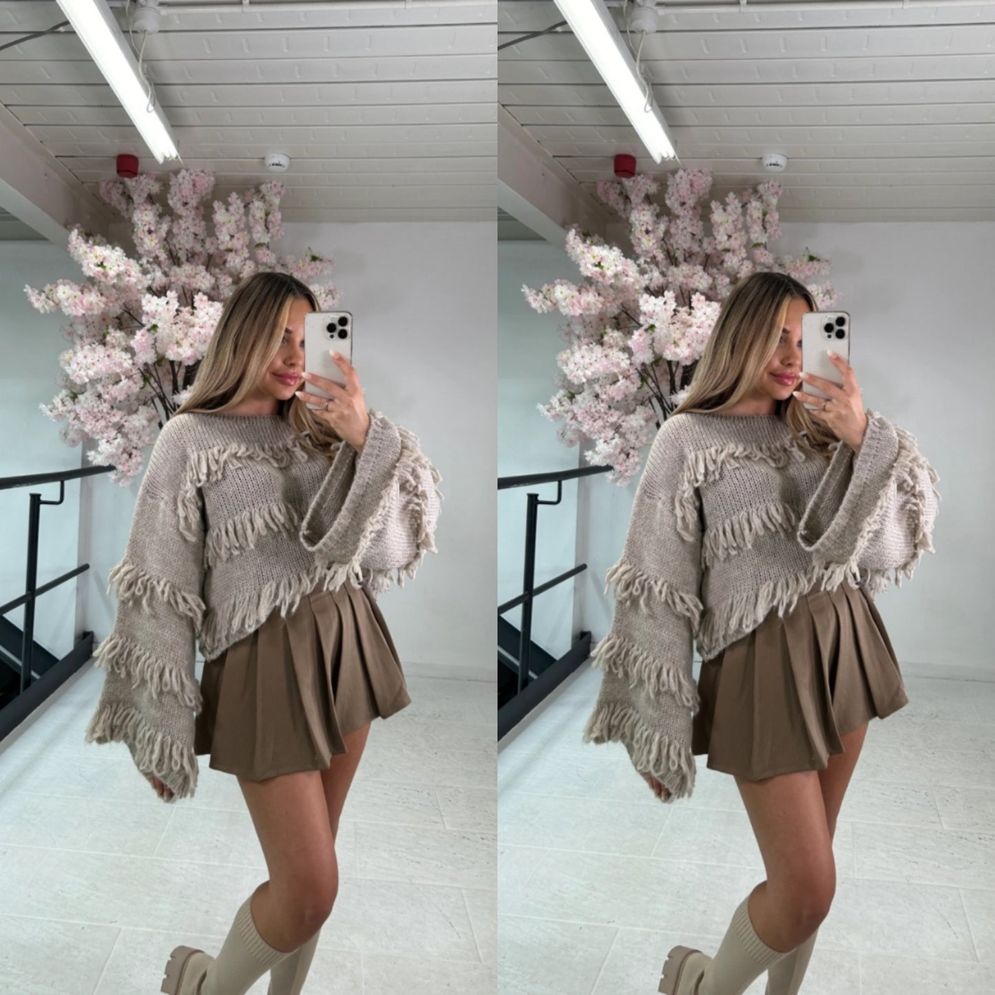 Taupe Fringed Jumper