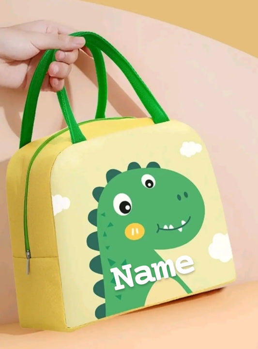 Personalised Childrens Yellow Dinosaur Lunch Box Bag