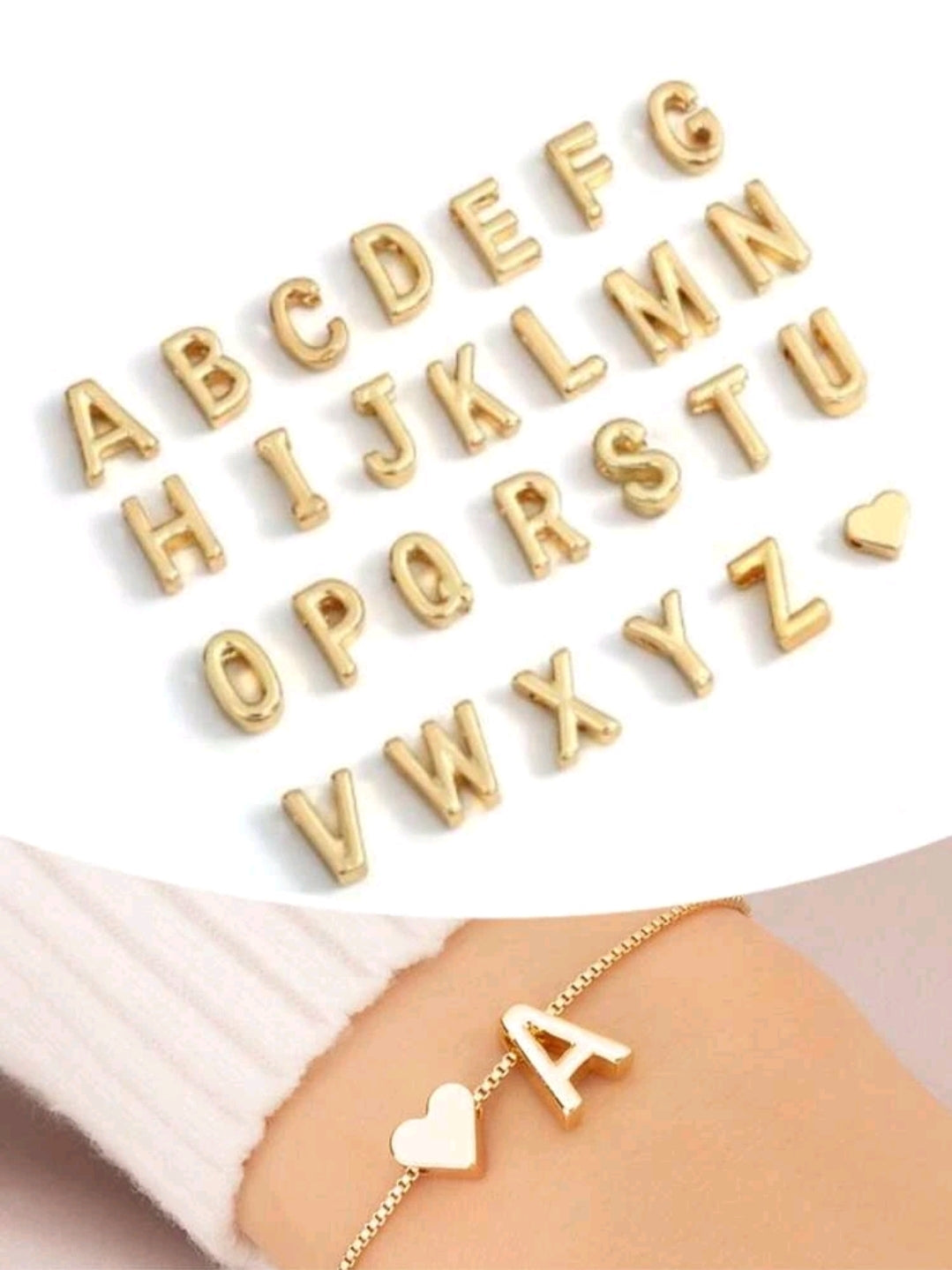 Gold Initial Heart Bracelet