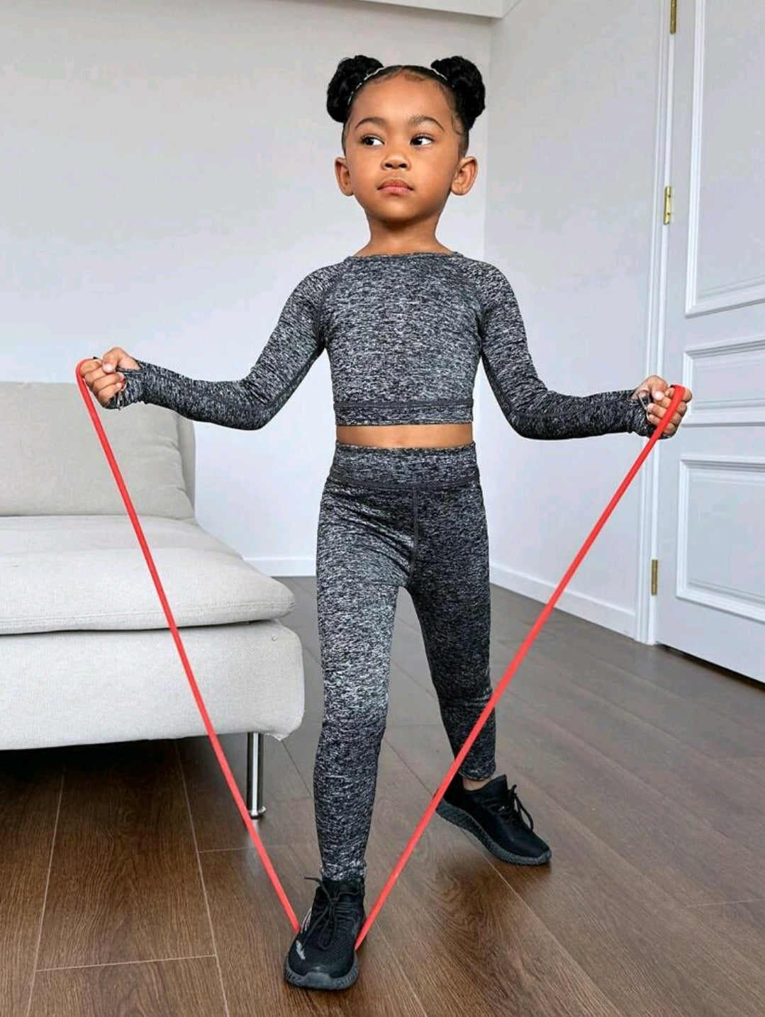 Gym Bunny Kids Grey Long Sleeve Gym Set