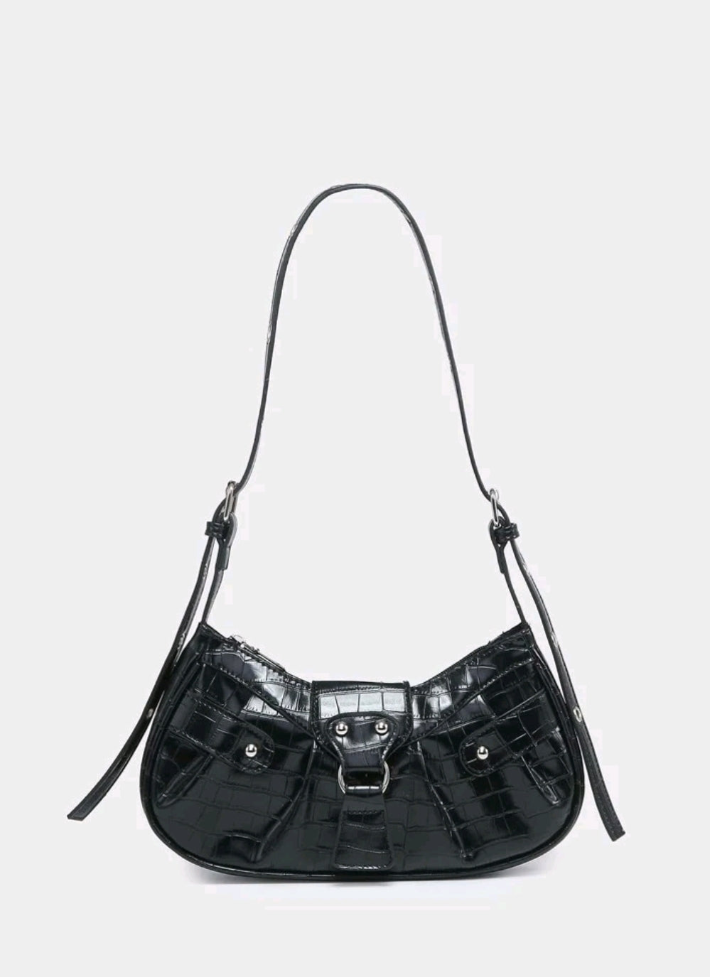 Black Crocodile Hobo Handbag