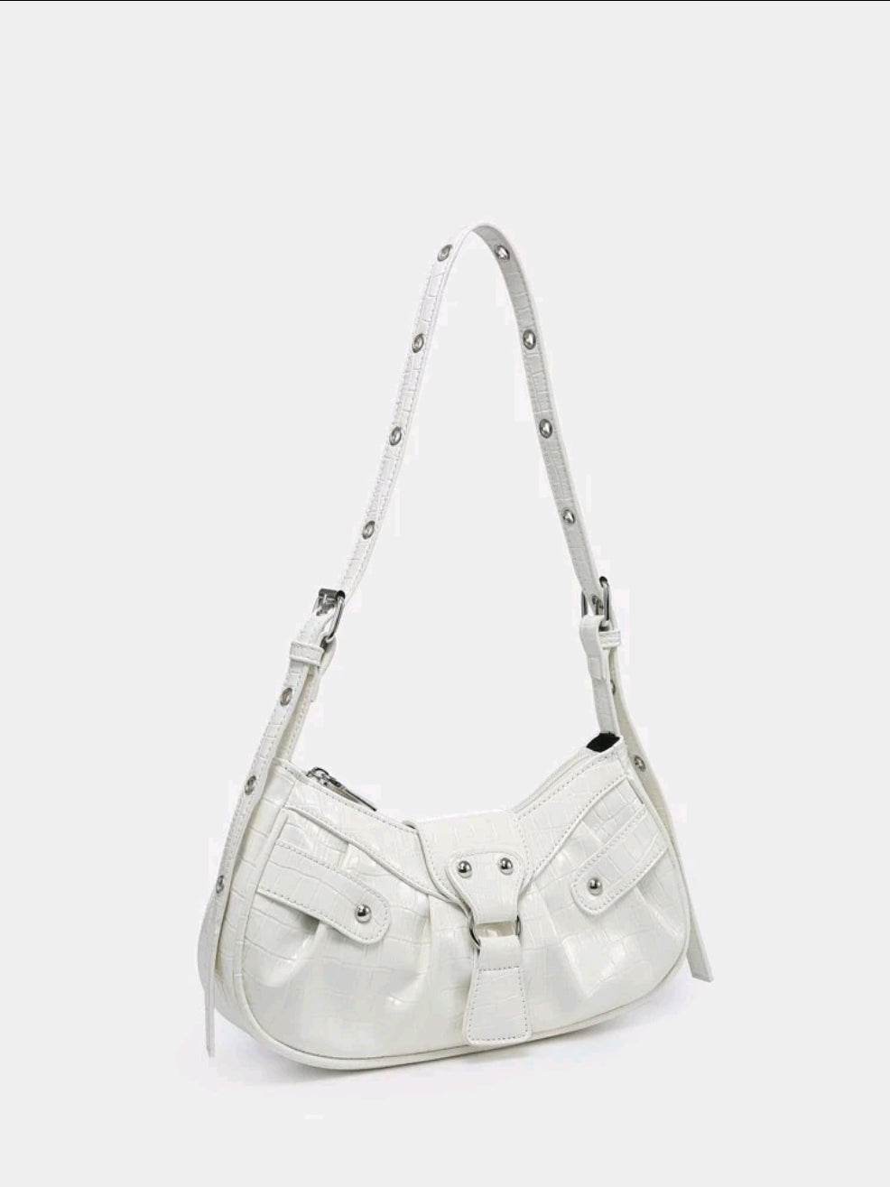 White Crocodile Hobo Handbag