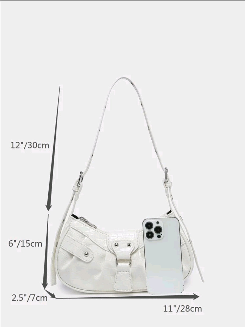 White Crocodile Hobo Handbag