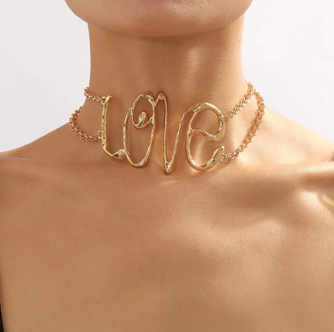 'Love' Gold Choker