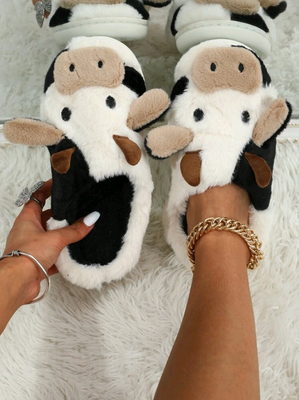 Fluffy Cow Slippers