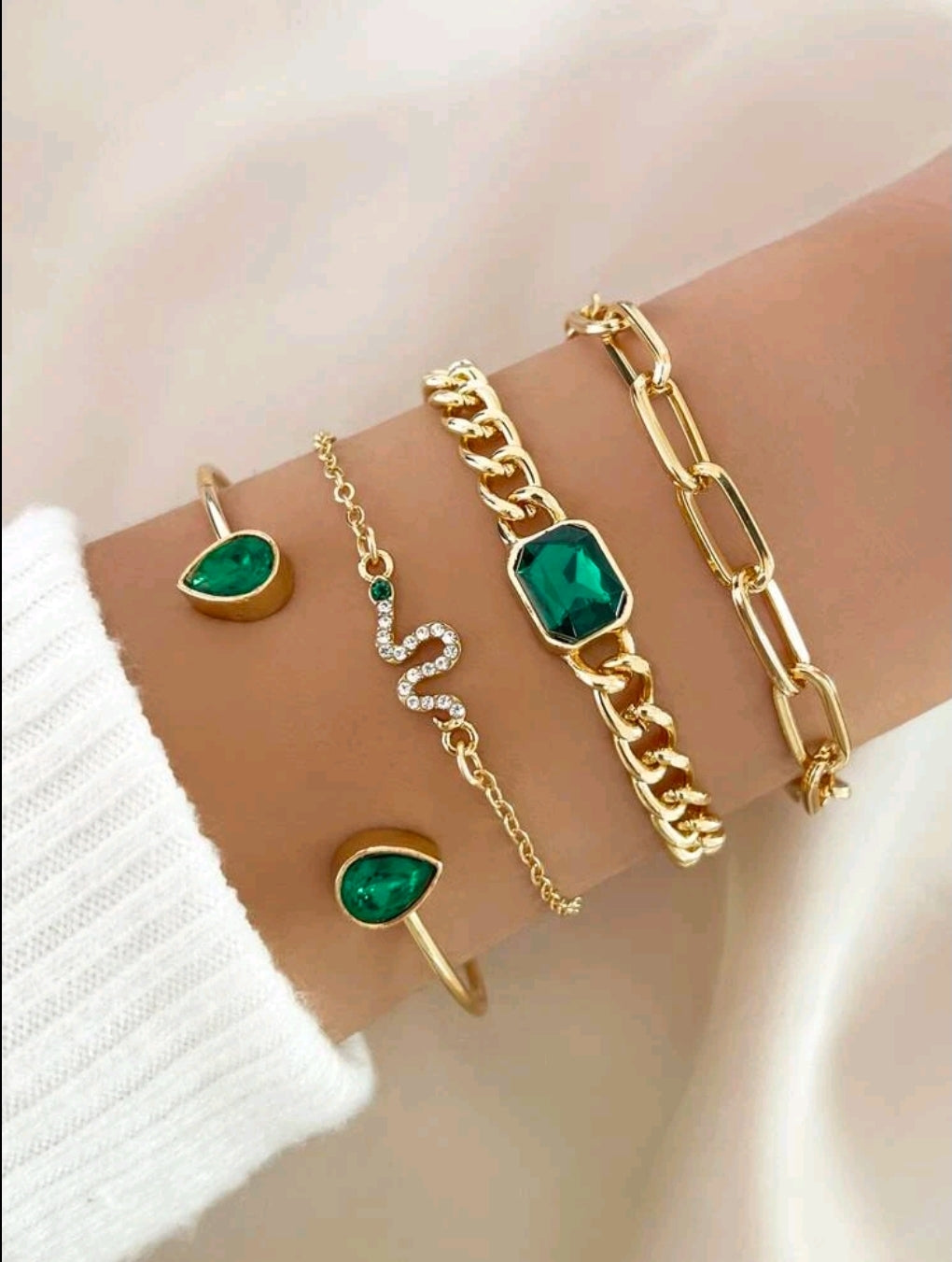 Gold & Green Crystal Bracelet