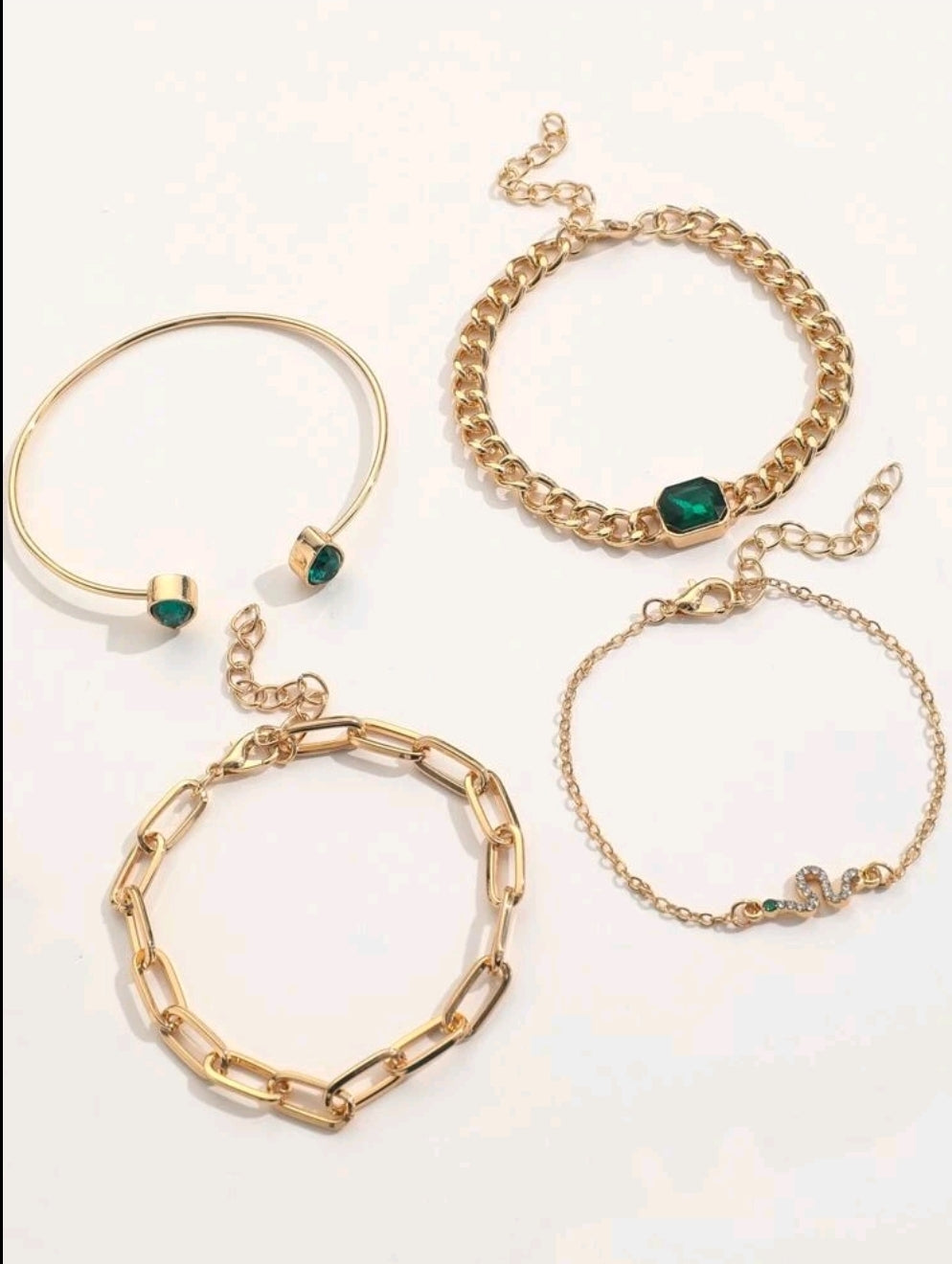 Gold & Green Crystal Bracelet