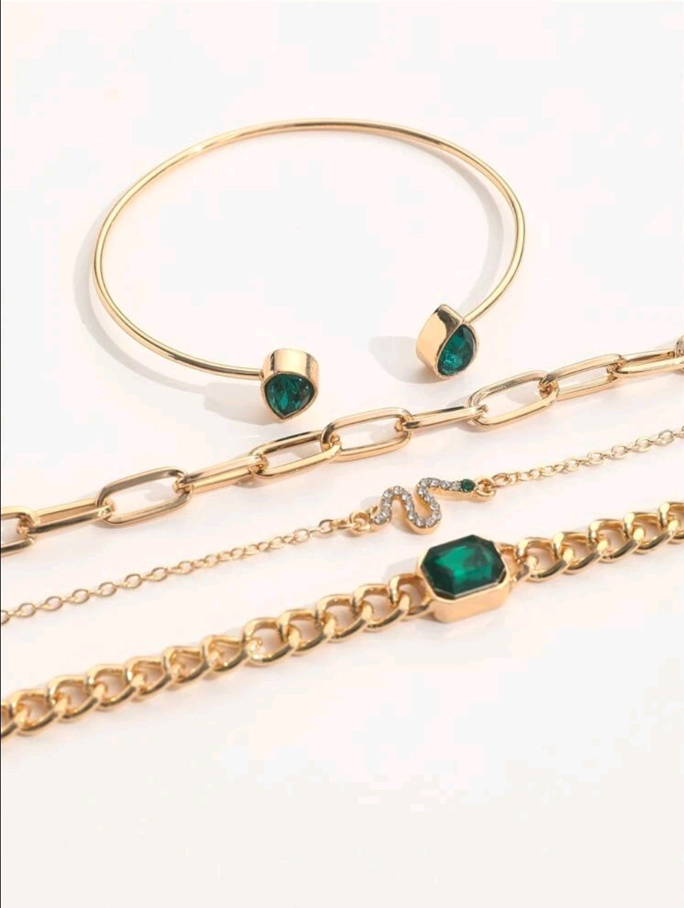 Gold & Green Crystal Bracelet