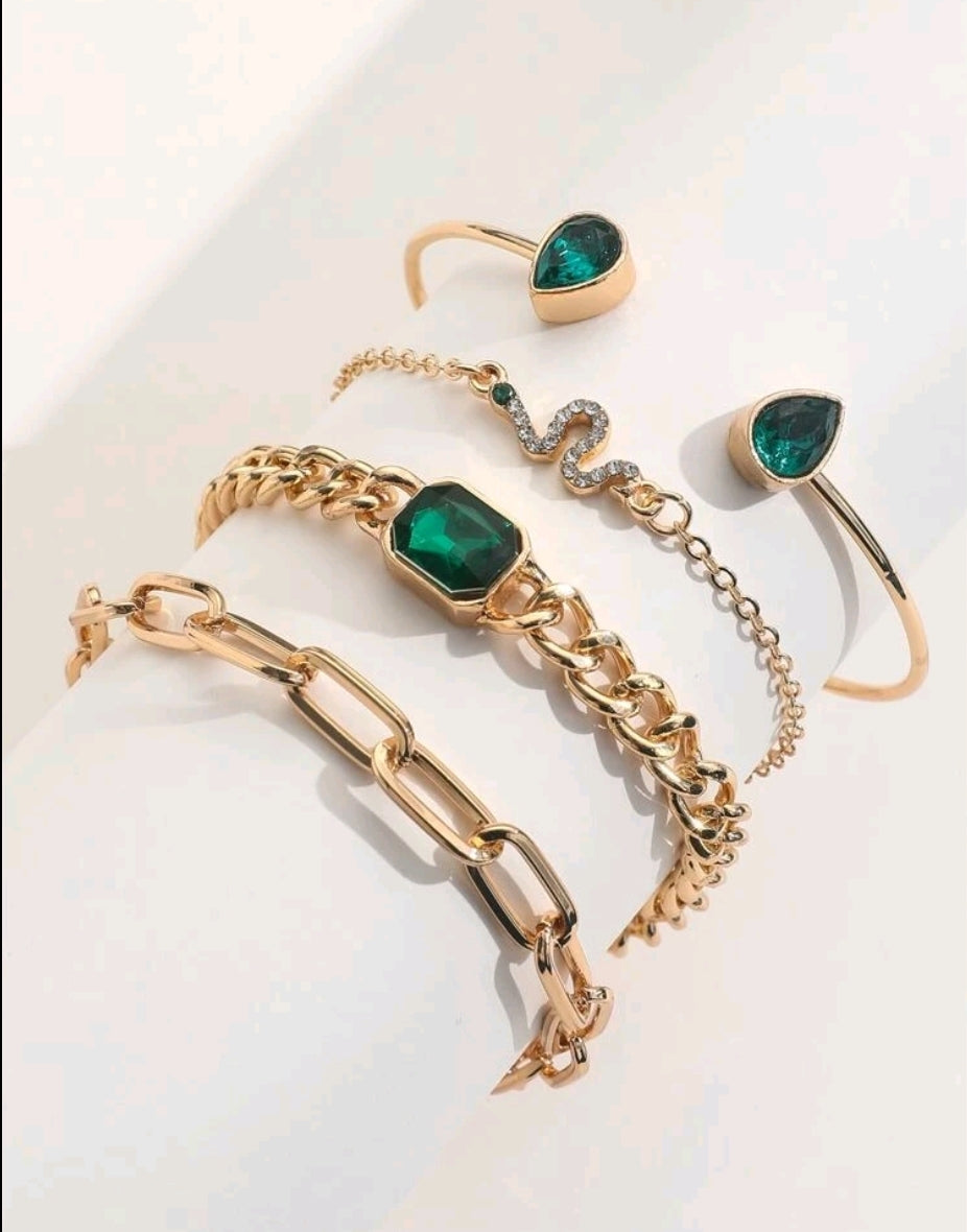 Gold & Green Crystal Bracelet