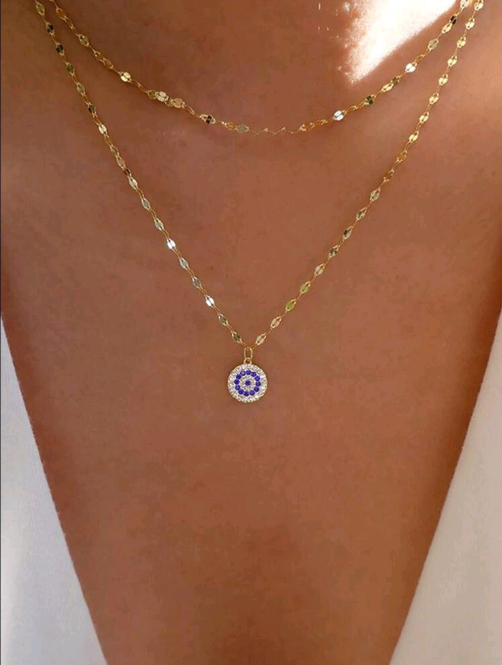 Gold Evil Eye Crystal Necklace