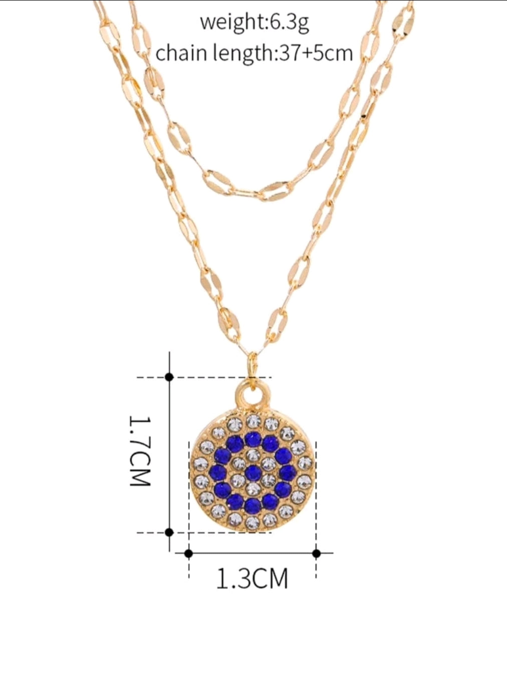 Gold Evil Eye Crystal Necklace