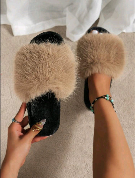 Mocha Fluffy Slippers