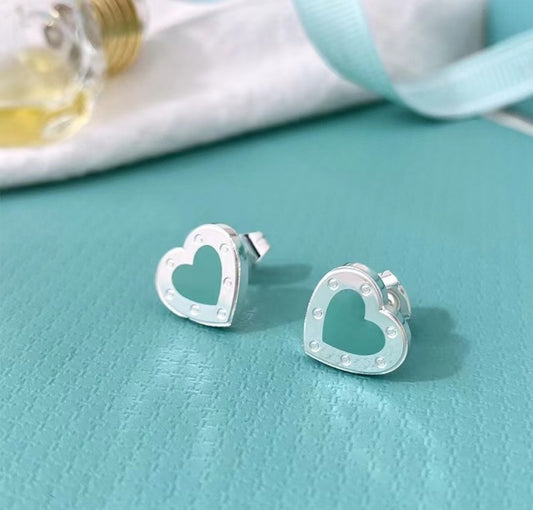 Mint Green Heart Earrings