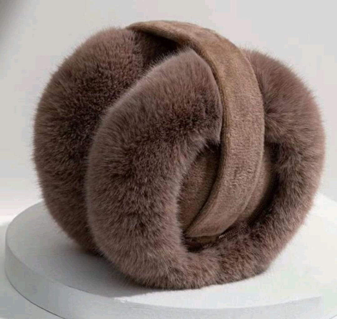 Khaki Foldable Fluffy Earmuffs