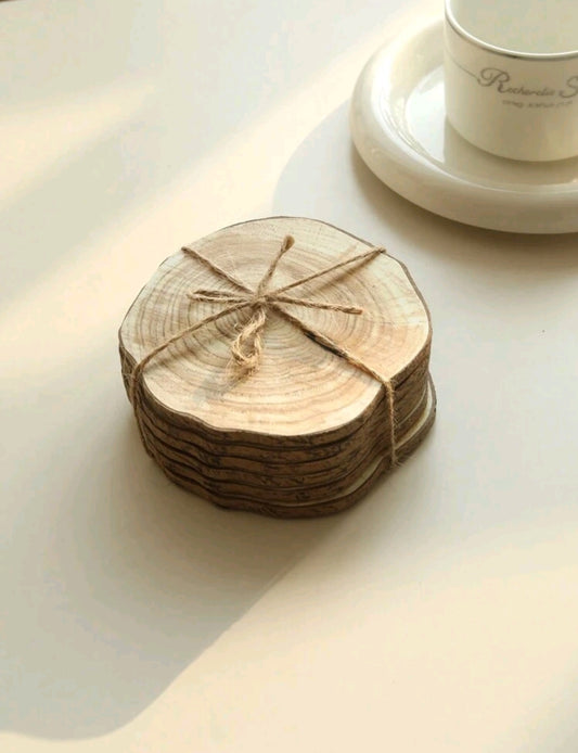 Wooden Style Cup Coasters 6pk