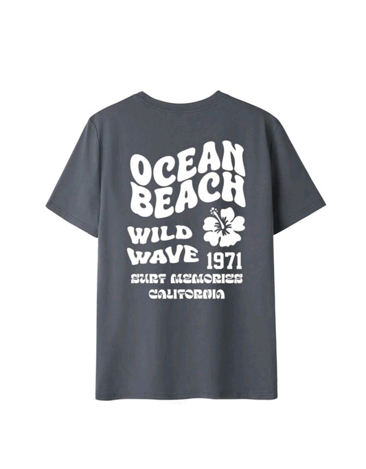 Dark Grey Ocean Beach T-Shirt