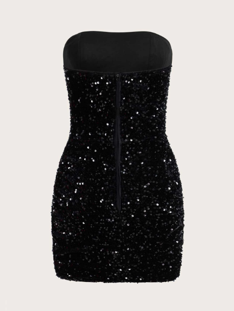 Black Sequin Bodycon Mini Dress