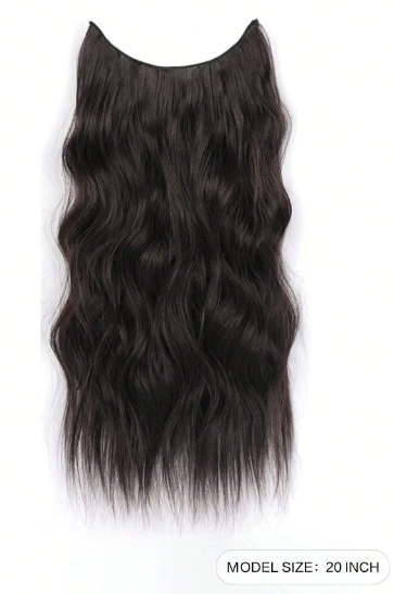 Darkest Brown Long Wavy Hairpiece 20 Inch 135gm Curly Beach Wave Synthetic Hair Extension