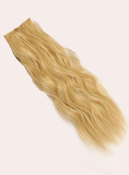 Golden Blonde Long Wavy Hairpiece 20 Inch 135gm Curly Beach Wave Synthetic Hair Extension