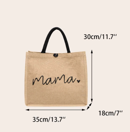 Mama Heart Canvas Holiday Tote Bag