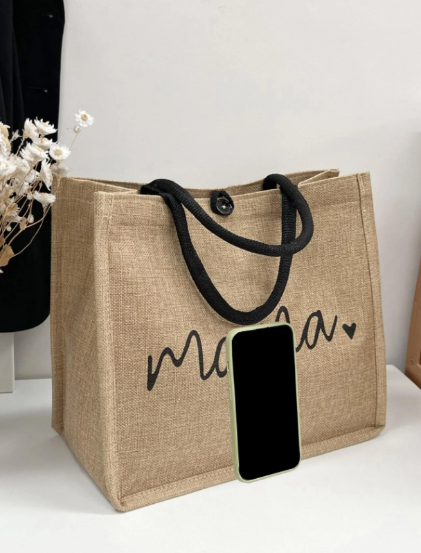 Mama Heart Canvas Holiday Tote Bag