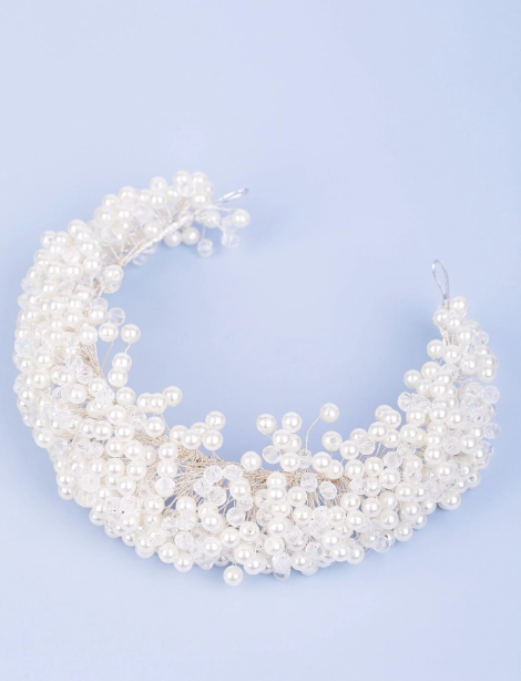 White Faux Pearl Bridal Headband