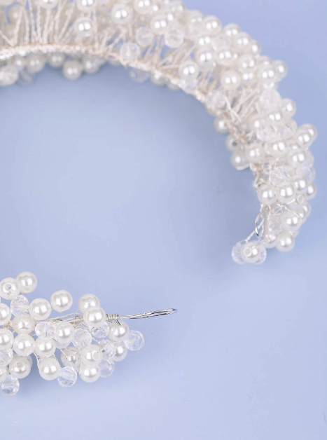 White Faux Pearl Bridal Headband