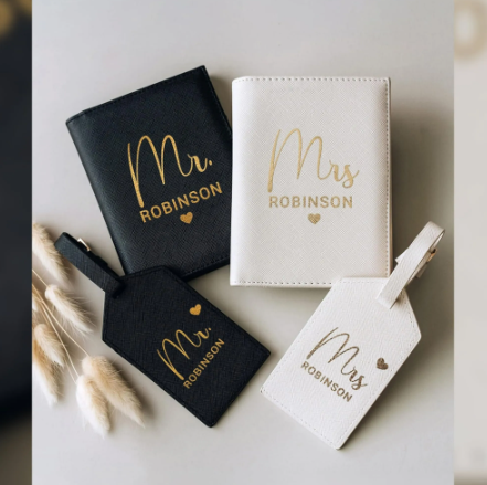 Mr & Mrs Personalised Passport Holders & Luggage Tags