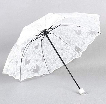 White Heart Bridal Umbrella