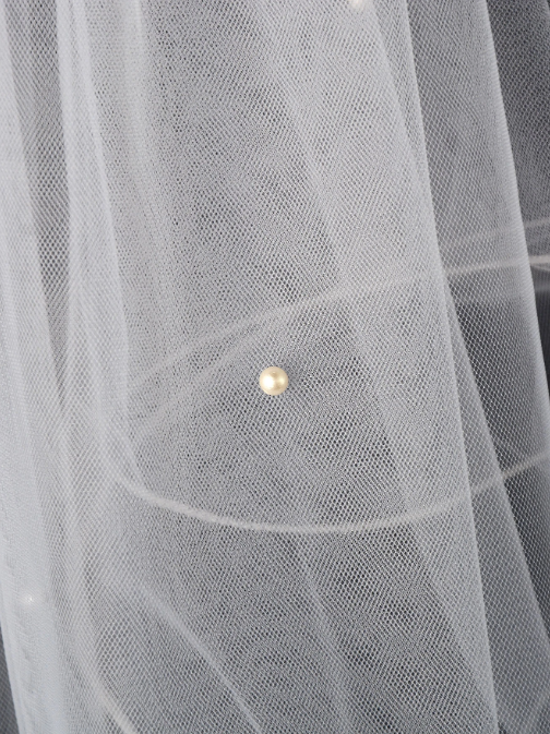 White Two-Tier Pearl Embellished Veil