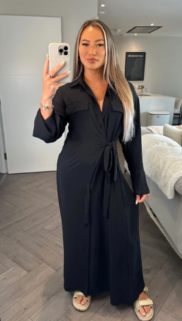 Black Maxi Shirt Dress