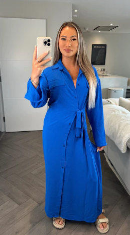 Blue Maxi Shirt Dress