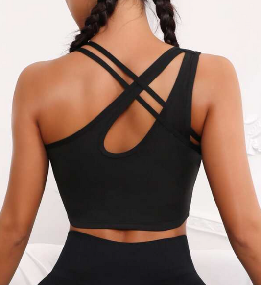 Gym Bunny Black Cross Yoga Gym Top