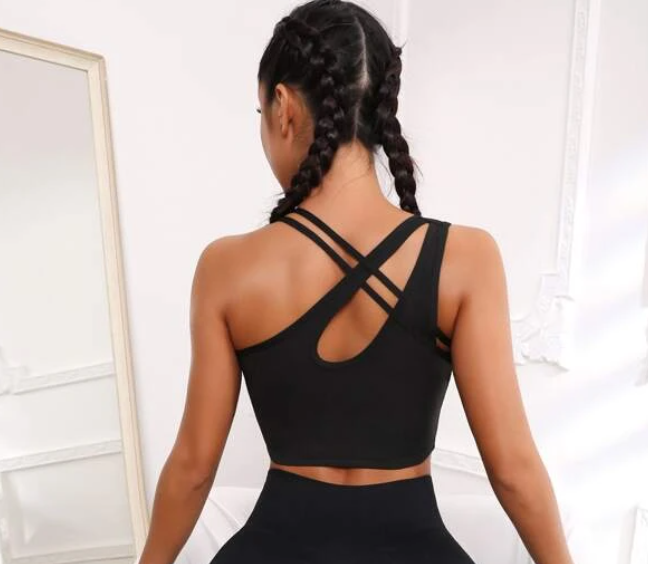 Gym Bunny Black Cross Yoga Gym Top