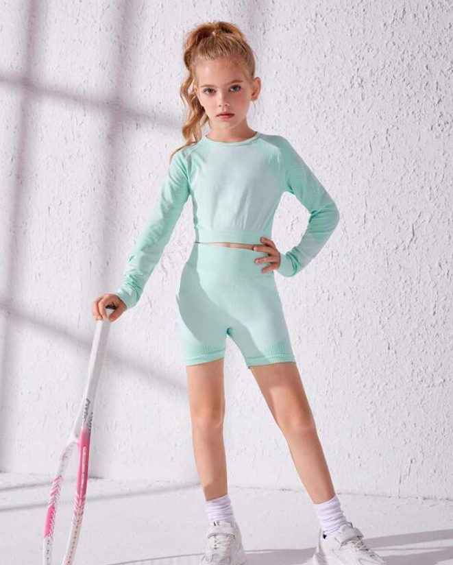 Gym Bunny Mint Mini Sasha Girls 2 Piece Short Set