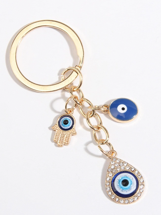 Evil Eye & Hamsa Hand Crystal Keyring