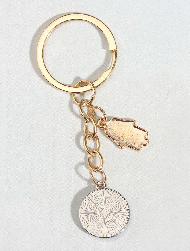 Gold Evil Eye & Hamsa Hand Keychain