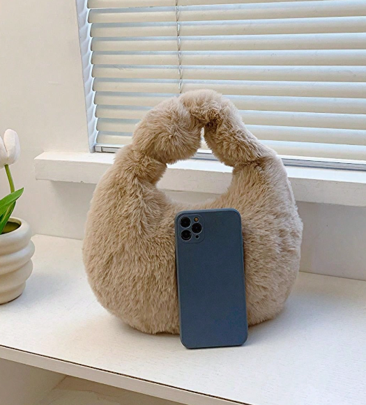 Khaki Soft Fur Bag