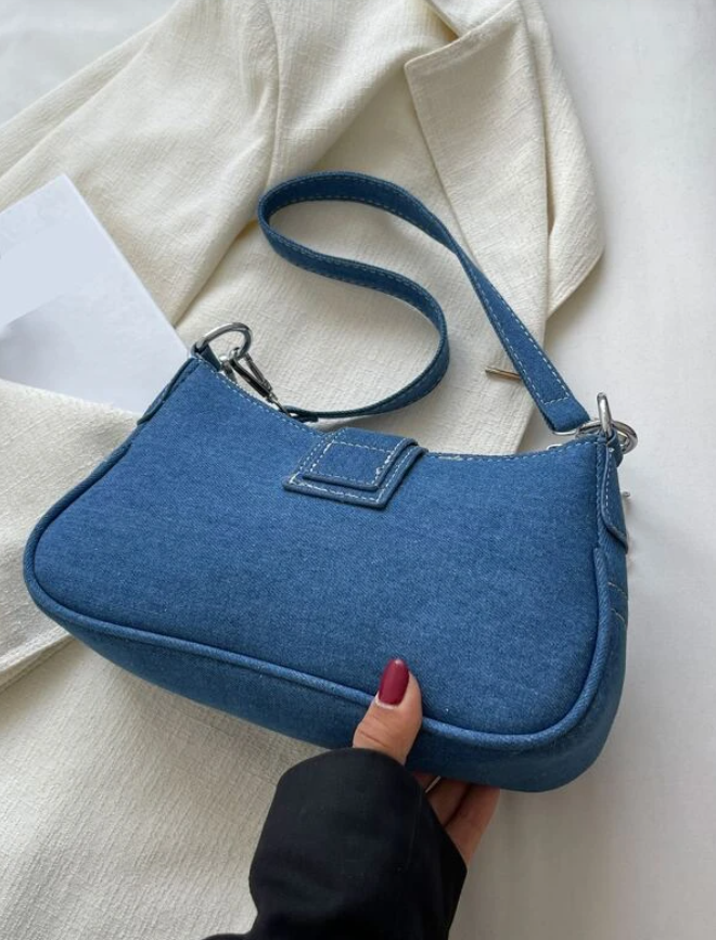 Denim Baguette Bag