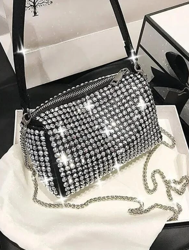 Crystal Bling Mini Bowler Handbag