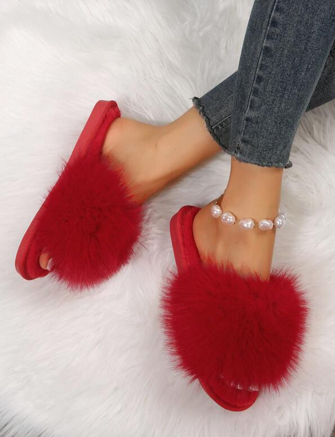 Red Extra Fluffy Slippers