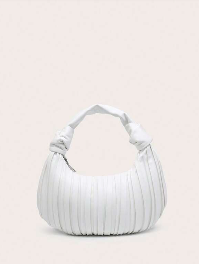 White Striped Hobo Handbag