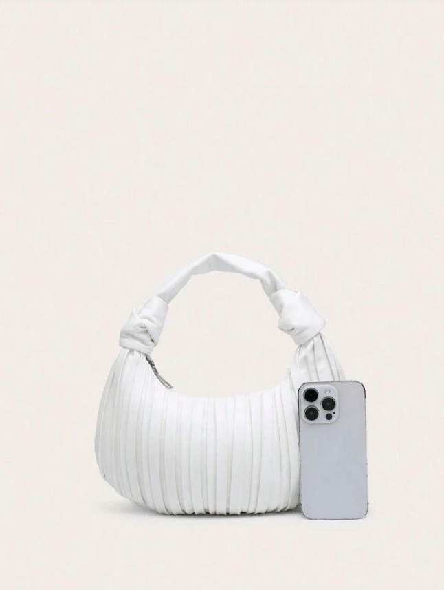 White Striped Hobo Handbag