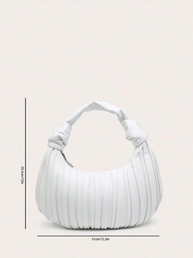 White Striped Hobo Handbag