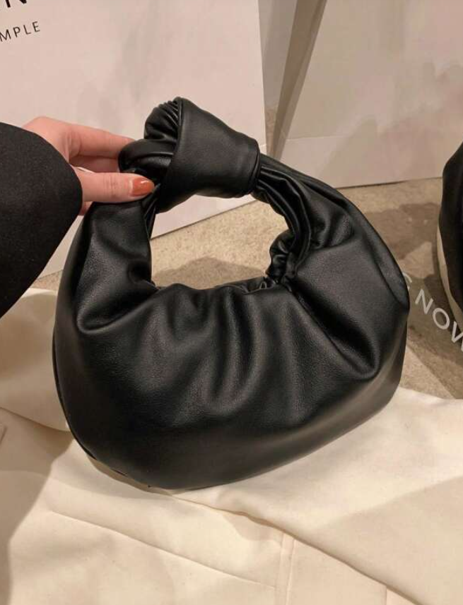 Black Knotted Hobo Handbag